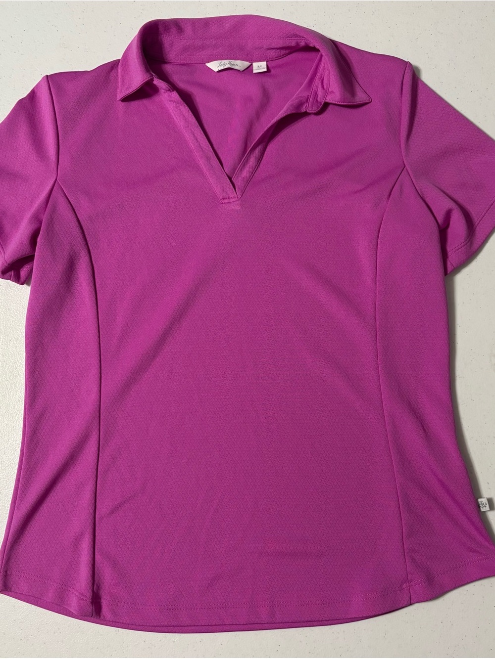 Lady Hagen Women's Magenta Polo-Style Short Sleeve Top size medium